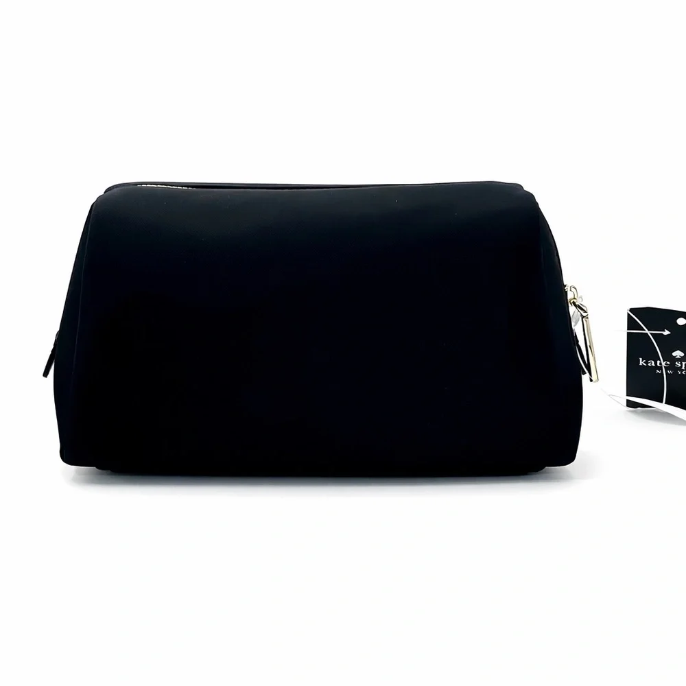 Kate Spade Black Nylon Cosmetic Bag Travel Makeup Pouch Organizer Designer Style